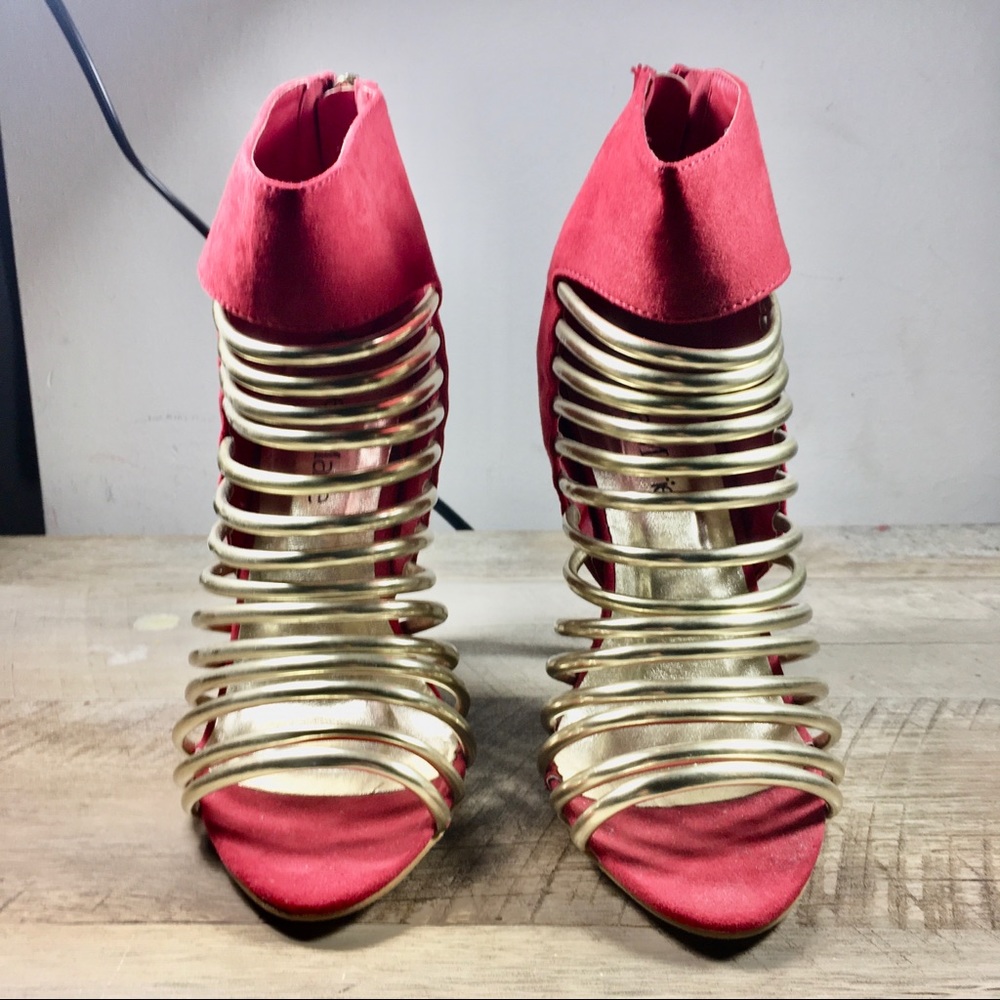 Red Caged Gladiator Style Stilettos